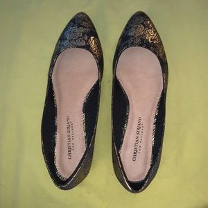 Christian Siriano | Gold embroidered flats : 7.5